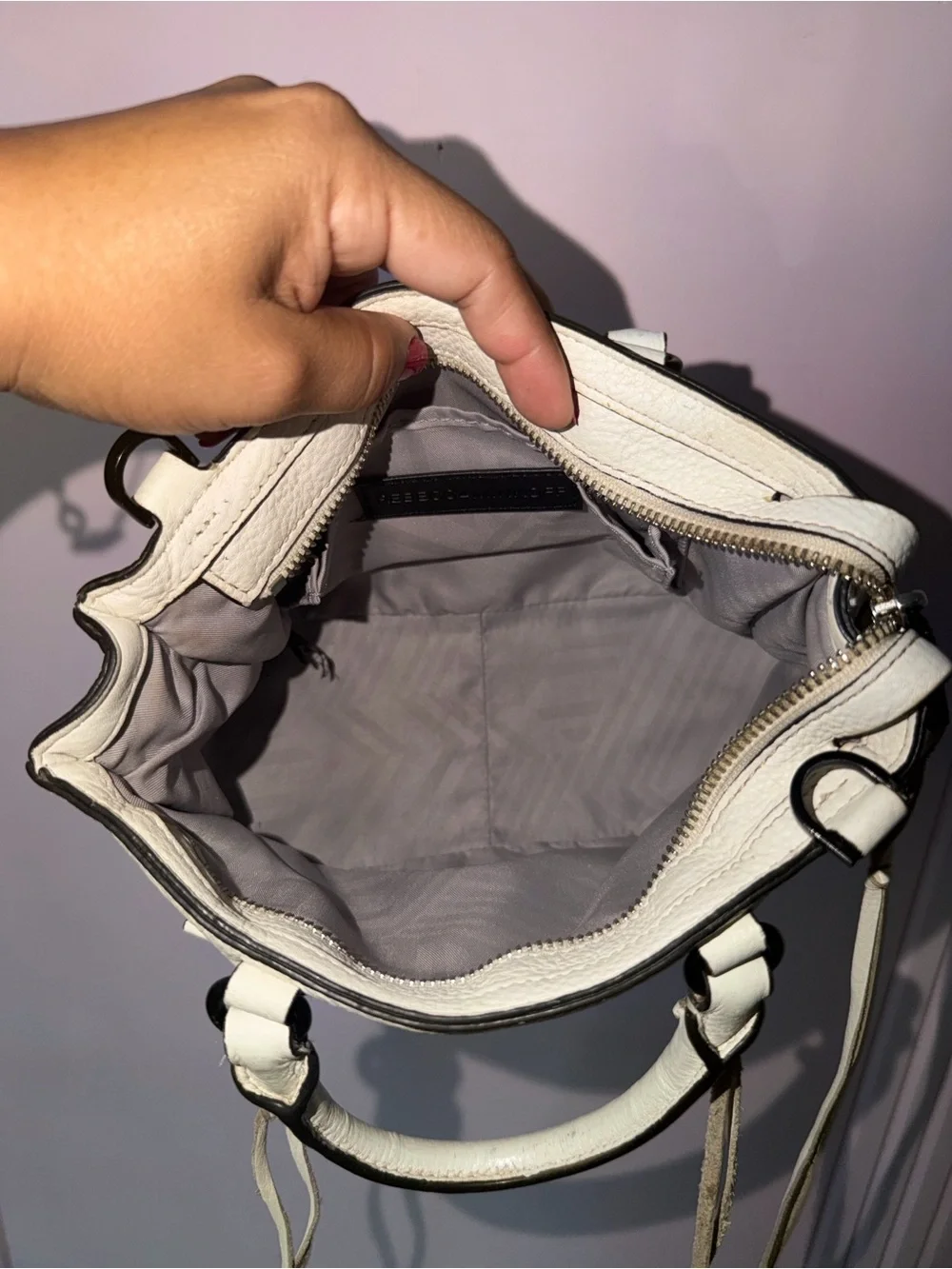 Rebecca Minkoff 🎀FINAL SALE 🎀Cream Leather Mini Satchel with Crossbody Strap